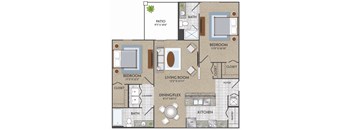 A detailed floor plan of a house layout with labeled rooms and dimensions.