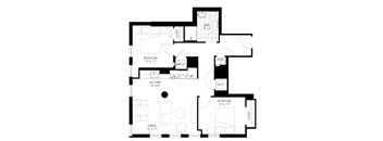 A black and white image of a floor plan for a house.