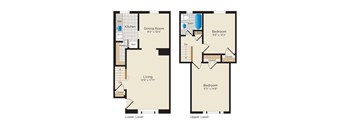 2 Bedroom One Bathroom Floorplan at Falkland Chase, Silver Spring, Maryland