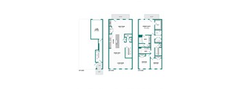 a floor plan of three different floor plans of a house