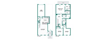 two floor plan of a house with two bedrooms and two bathrooms