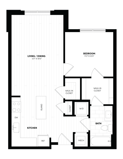 1A Floor Plan at Woodmore Apartments, Bowie, 20706