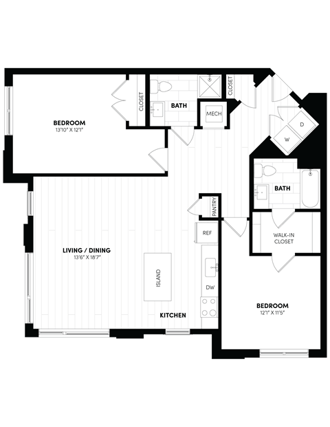 2A Floor Plan at Woodmore Apartments, Bowie, MD