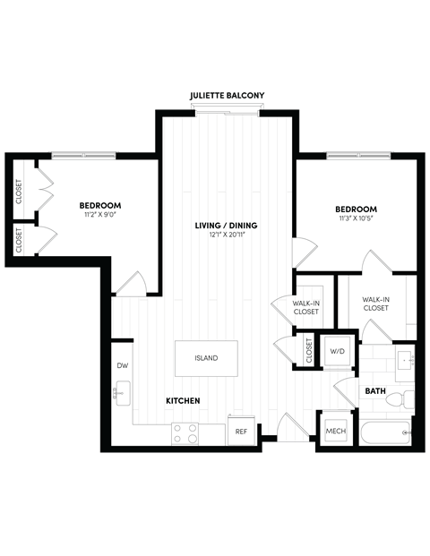 2B Floor Plan at Woodmore Apartments, Bowie, MD
