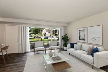 Decorated Living Room With Natural Light at Laurel Pines, Laurel, MD, Maryland