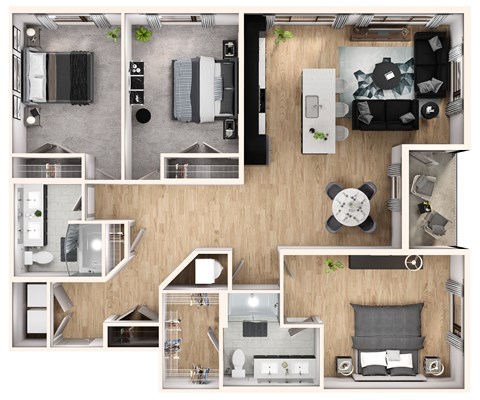 A series of images showing different room layouts.