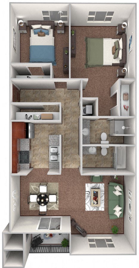 a floor plan of a two bedroom apartment