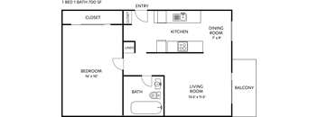 a floor plan of a small house with a kitchen and a living room