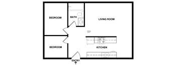 2600 Apts 2 Bed 1 Bath 800 SF