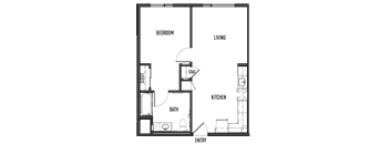 a floor plan of a house with a bedroom and a living room