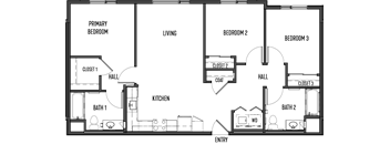 a floor plan of a house with a bedroom and a living room