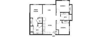a floor plan of a house with bedrooms and a living room