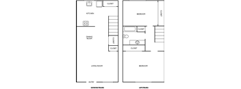 Escoshio Manor 2 Bed 1 Bath Townhome 858 SF