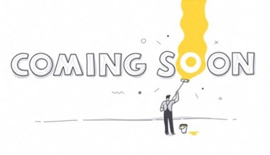 Coming soon. drawing of man painting the words 'Coming Soon' on a wall