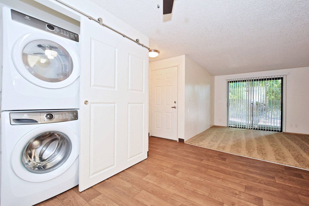 a washer and dryer in a laundry room
