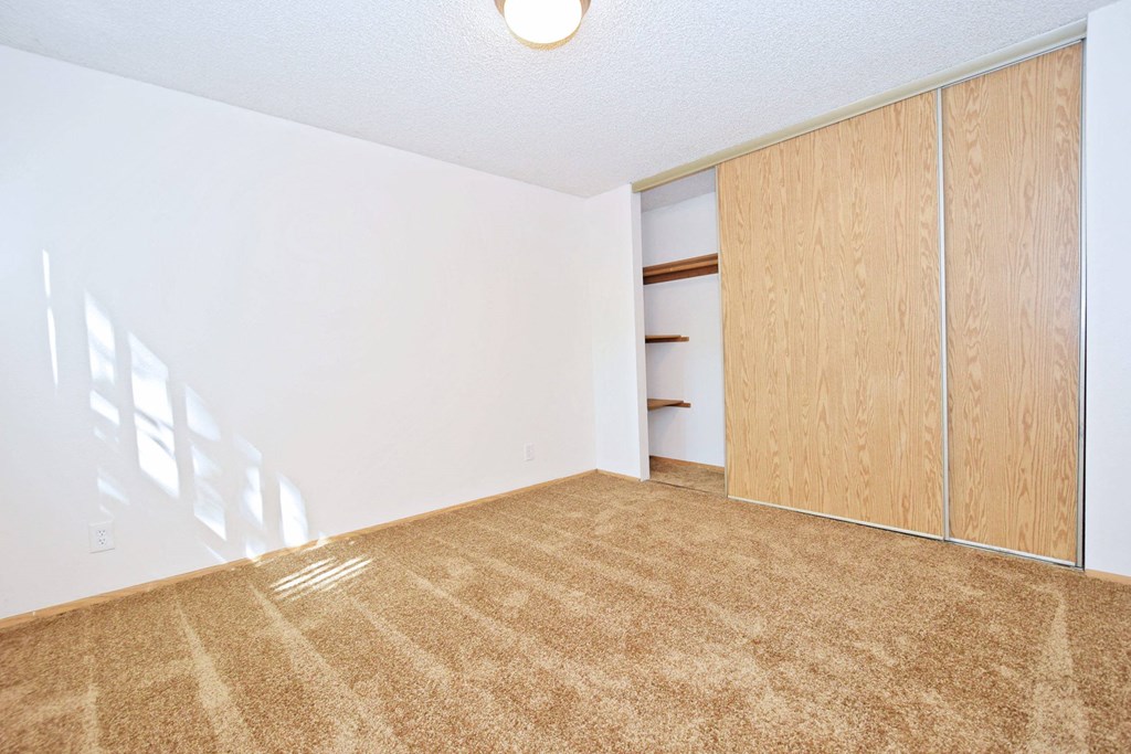 a bedroom with a wardrobe and a closet