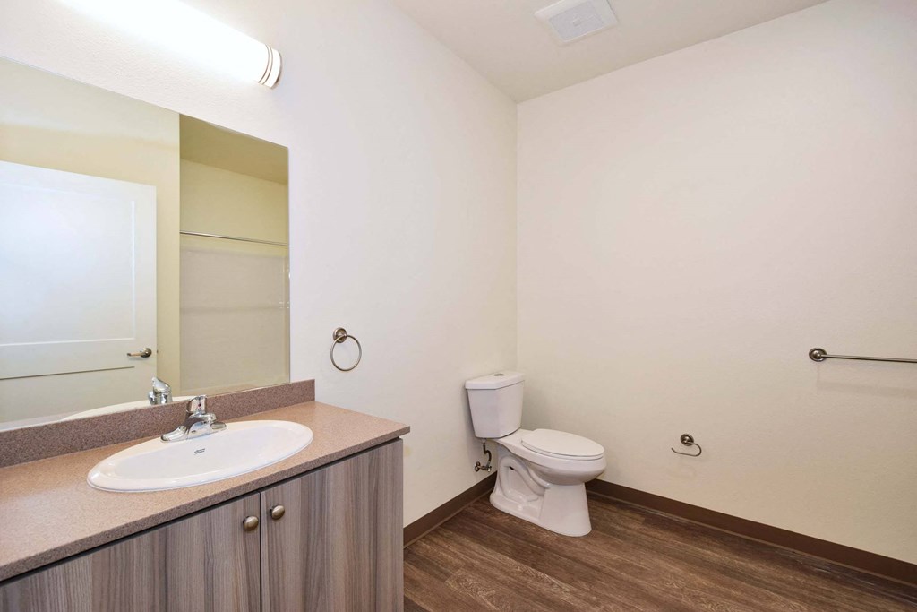 a bathroom with a toilet and a sink and a mirror