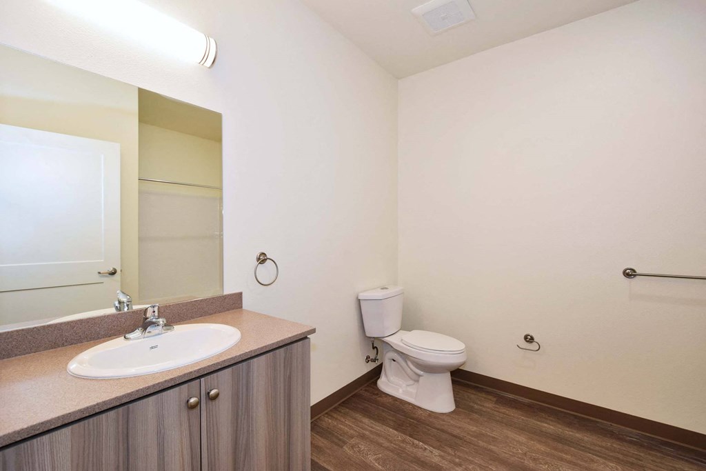 a bathroom with a toilet and a sink and a mirror