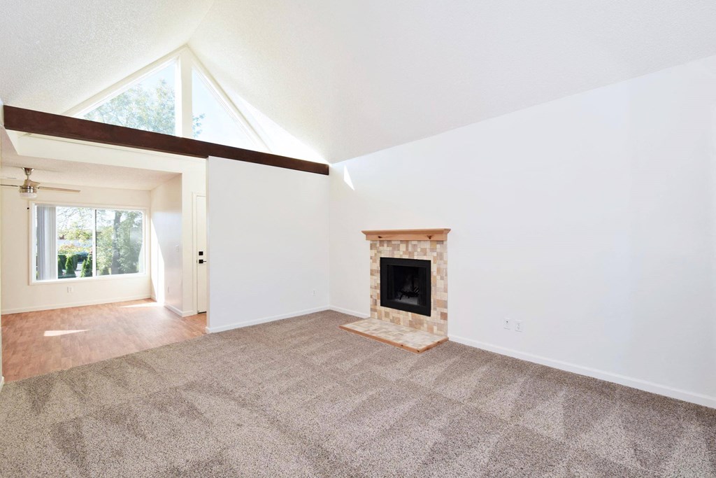 Timberwood: living area with fireplace