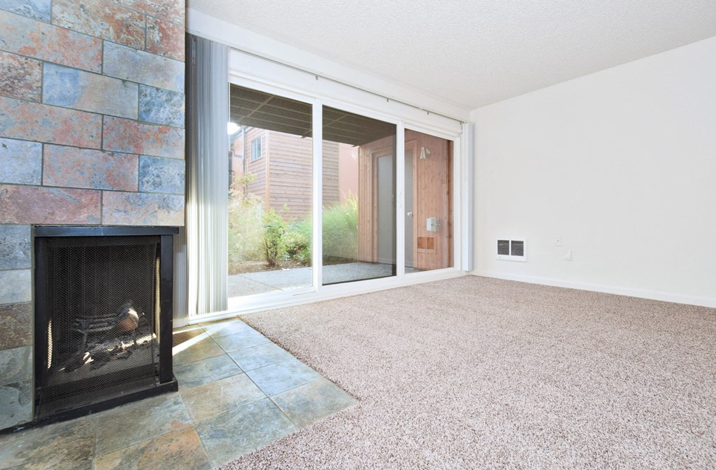 Fountain Park living area fireplace