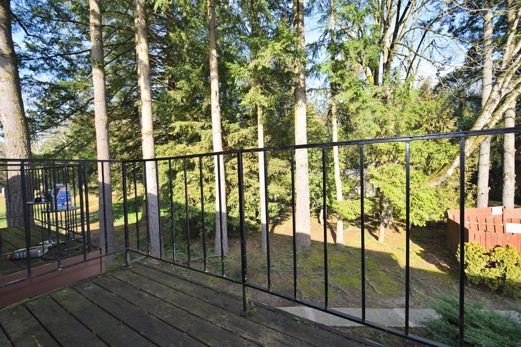 a view of the backyard from the deck