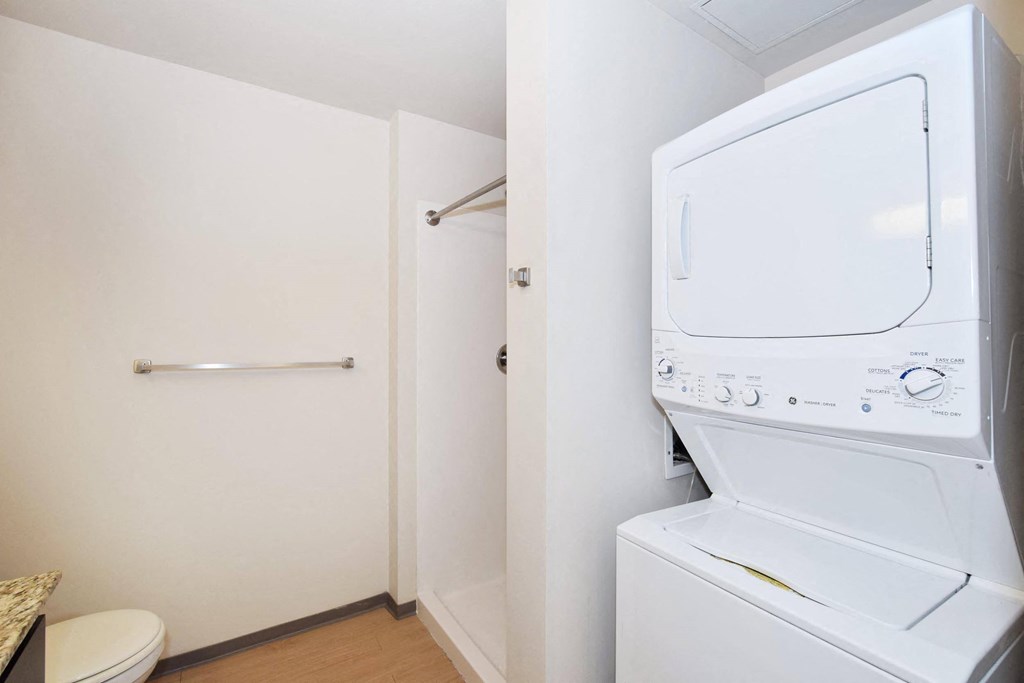 a washer and dryer in a room