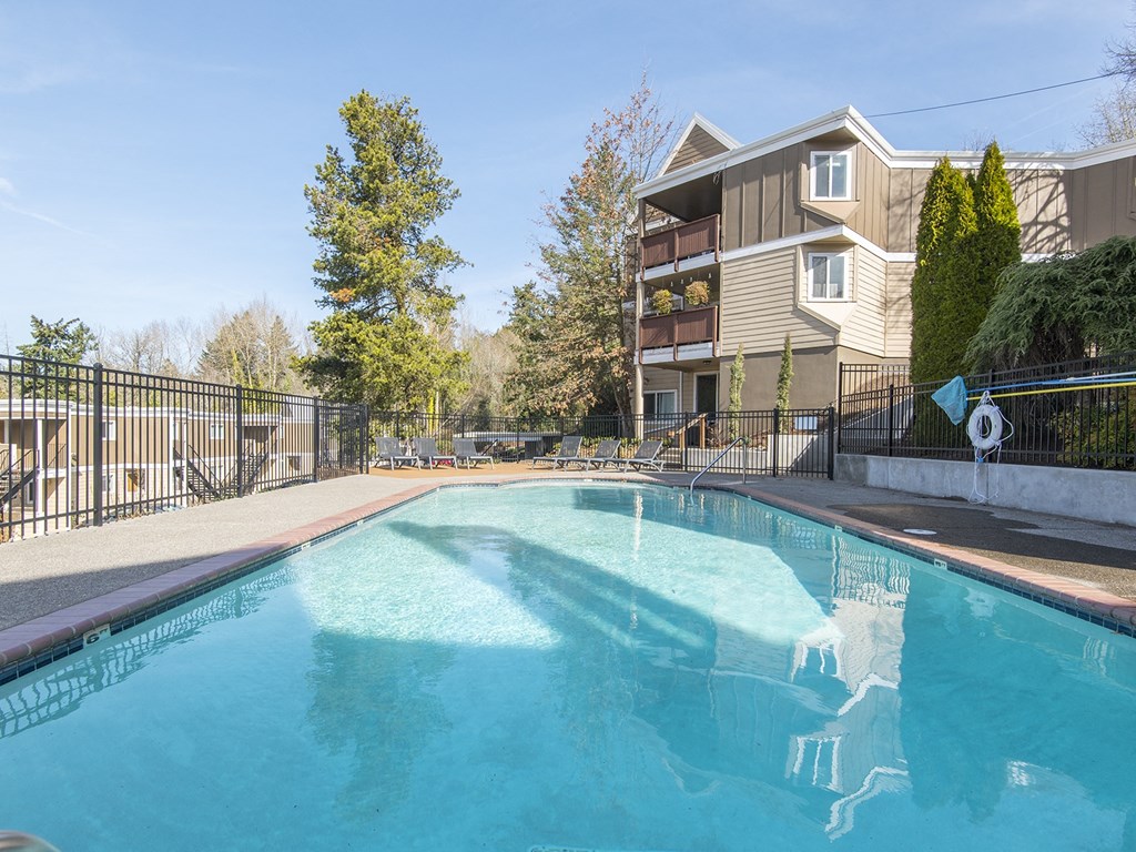 the swimming pool at the falls at rolland park apartments