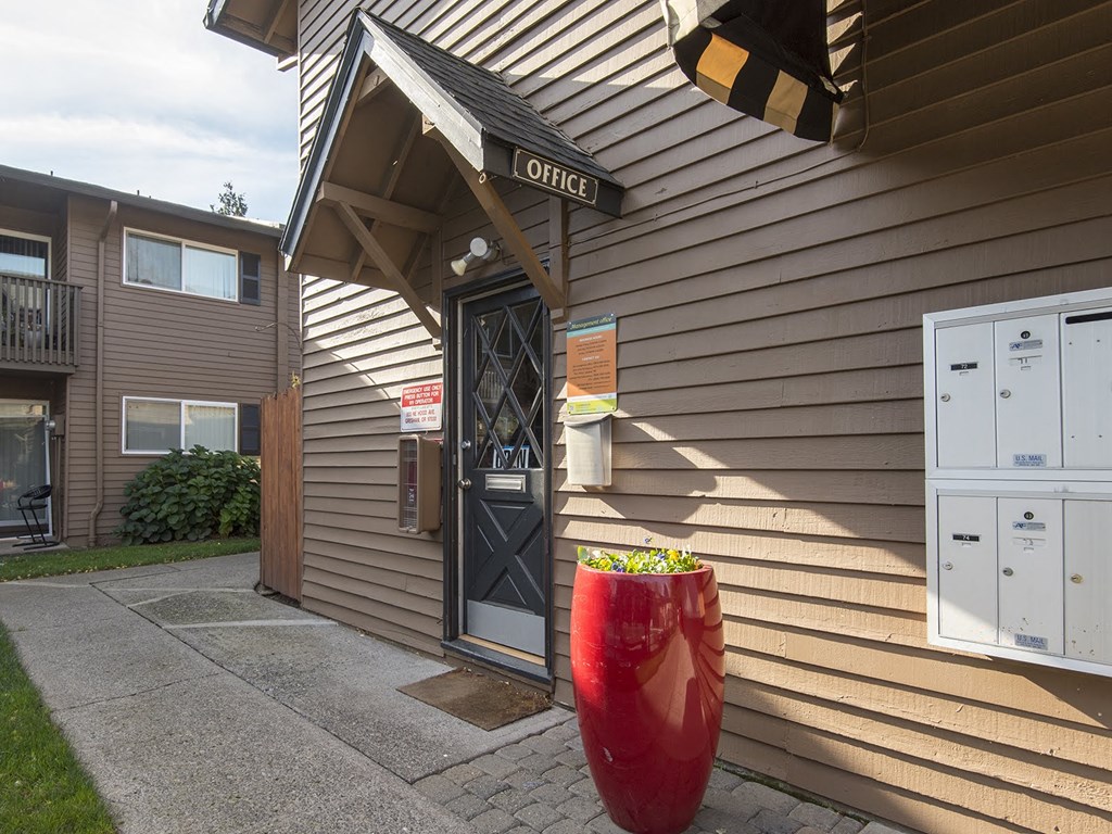 the front door of the office is open