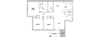 the floor plan shows the layout of the bedrooms and baths