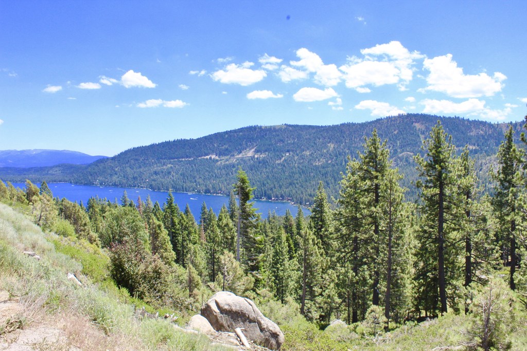 Truckee, view of lake in the distance from a hill above