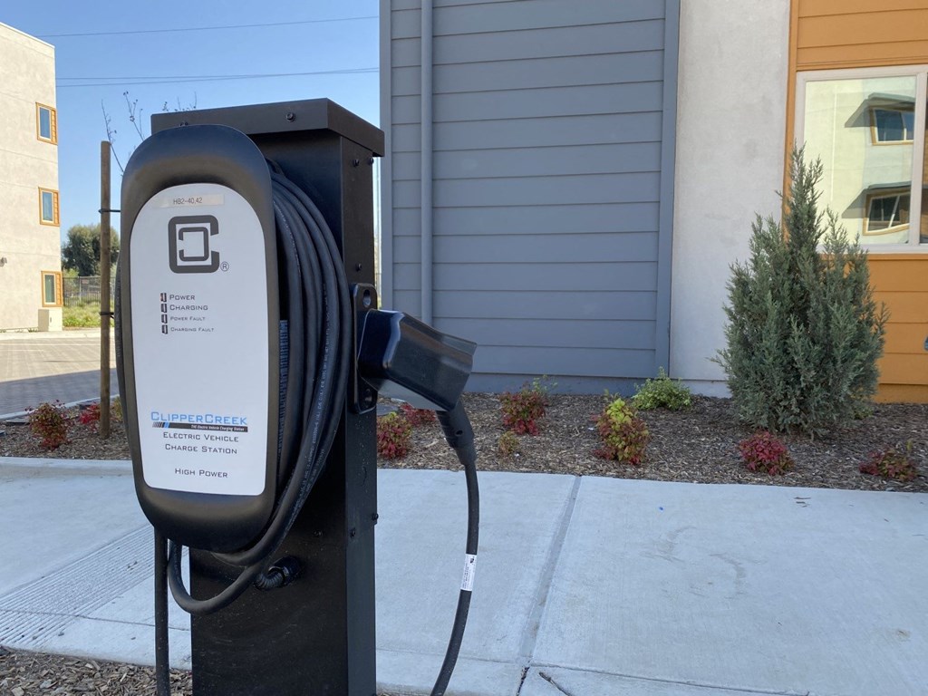 Willow View electric vehicle charging station next to a building