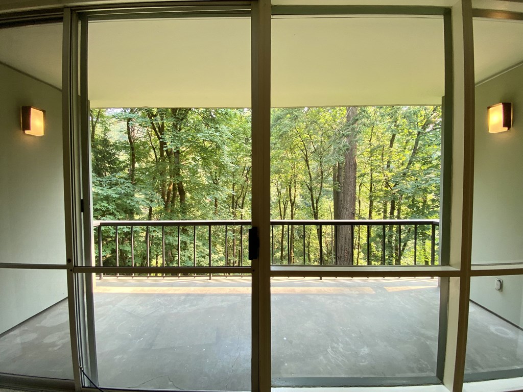 the view of the balcony from the living room