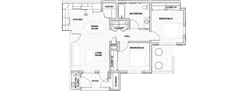 Orchard View 2 bed 1 bath 770 SF