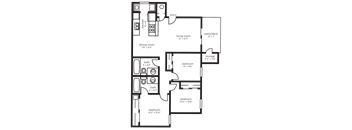 3 bed 2 bath 1022 sf