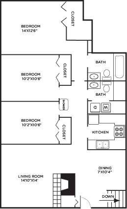 3 bed | 2 bath | 1256 sq ft