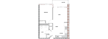 A floor plan of a room with a W.S. and DW.