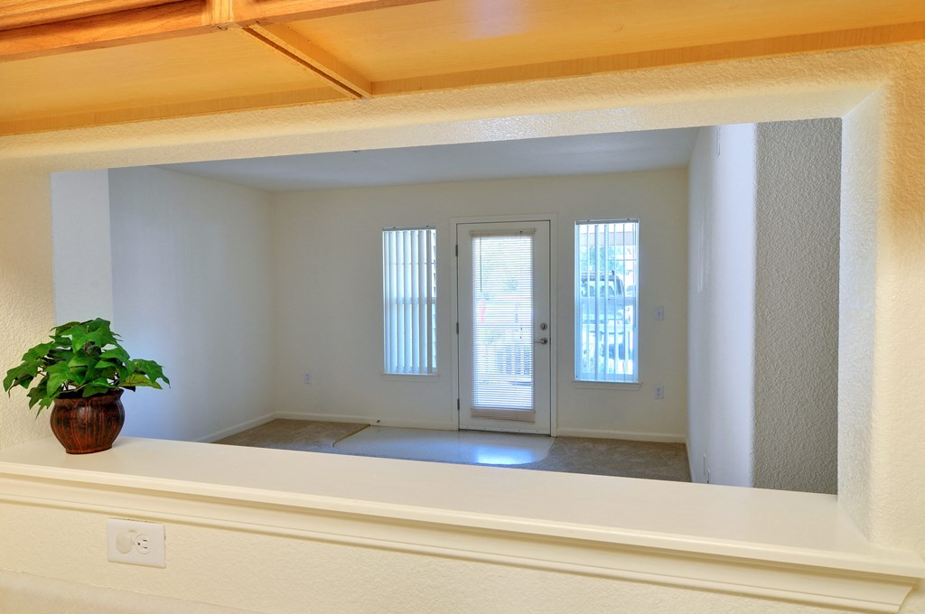 a view of the living room from the dining room