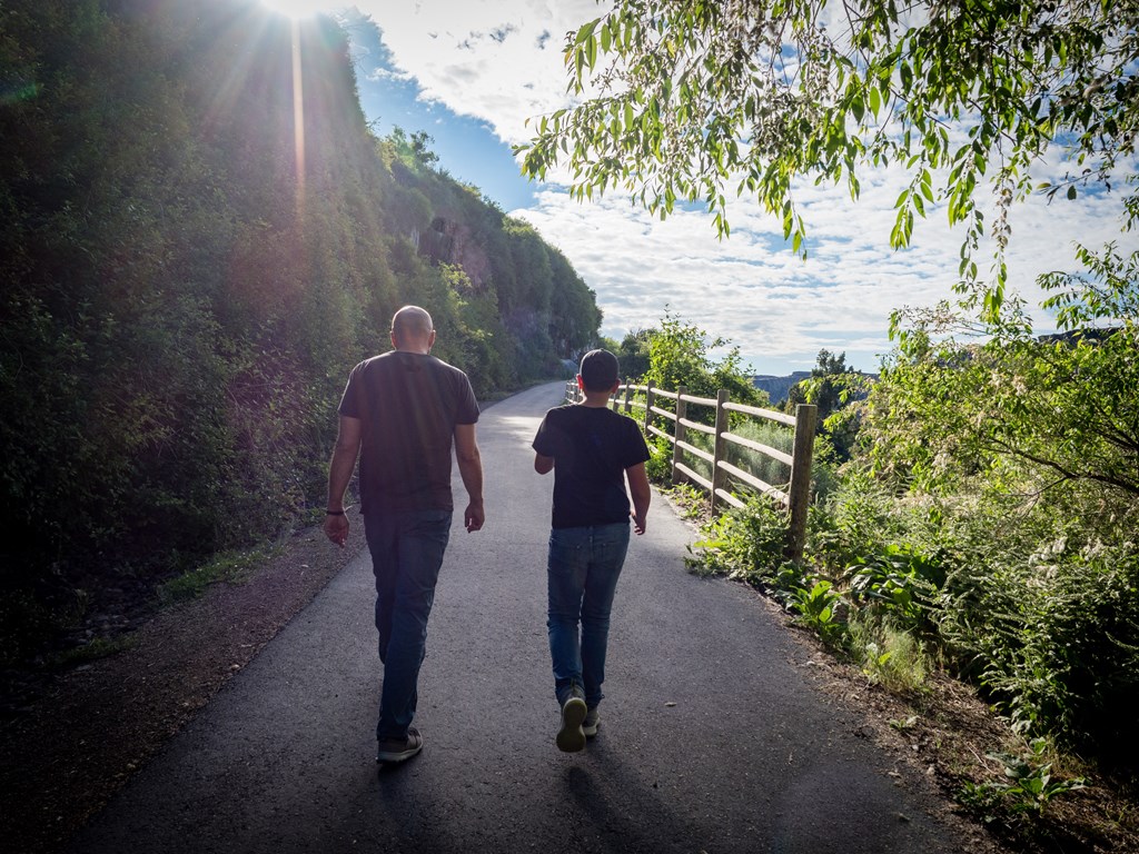 Father and Son Hiking Twin Falls
