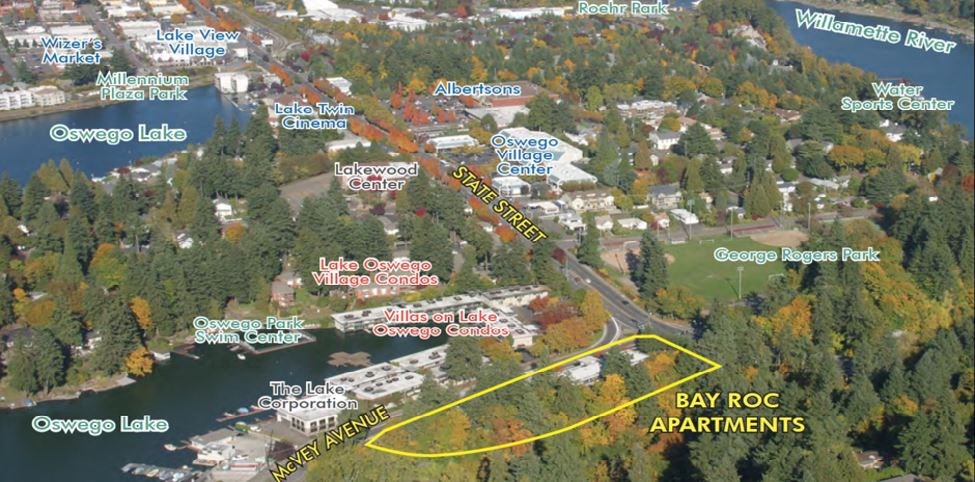 Downtown Lake Oswego aerial view