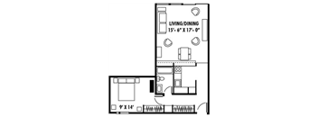 Bay Roc 1-bedroom floorplan