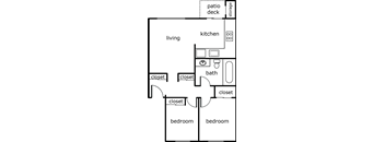 Gardenbrook 2 Bed 1 Bath 800 SF