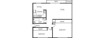 Gladstone Forest 2 Bed 1 Bath 800 SF B