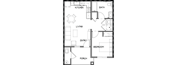 A diagram of a house layout with labeled rooms.