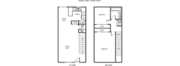 a floor plan of two different floors of a apartment building