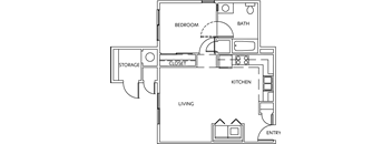 a floor plan of a house with a bedroom and a living room
