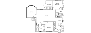 a floor plan of a house with bedrooms and a living room