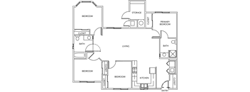 a floor plan of a house with bedrooms and a large living room