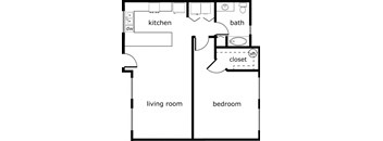 1 bed 1 bath 740 sf