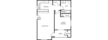 1 bed 1 bath 741 sf
