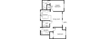 2 bed 2 bath 1037 sf